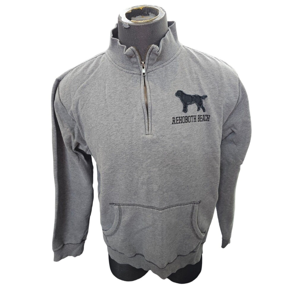 REHOBOTH BEACH DELAWARE 1/4 ZIP GRAY HOODIE SIZE XL W Dog